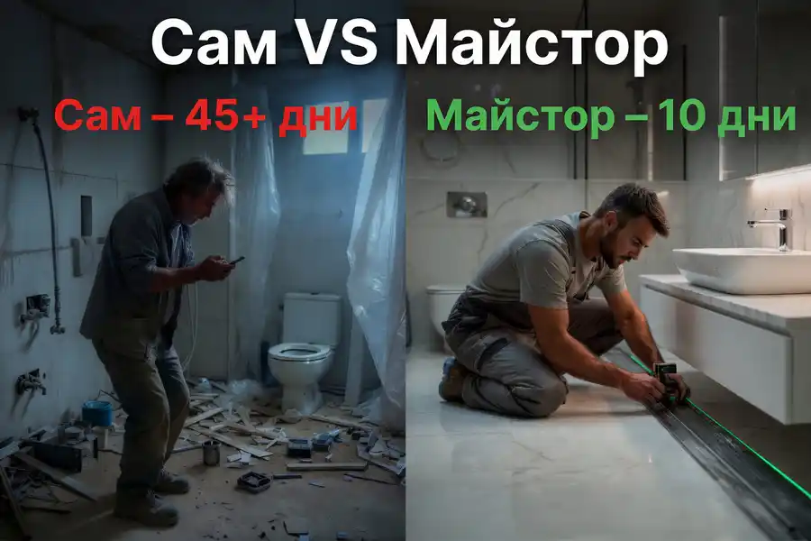 Ремонт на баня сам VS майстор – реално сравнение по дни UslugiBG Ремонт на баня сам VS майстор – реално сравнение по дни
