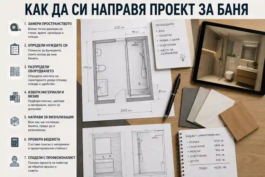 Как да си направите проект за баня – пълно ръководство стъпка по стъпка UslugiBG Как да си направите проект за баня – пълно ръководство стъпка по стъпка