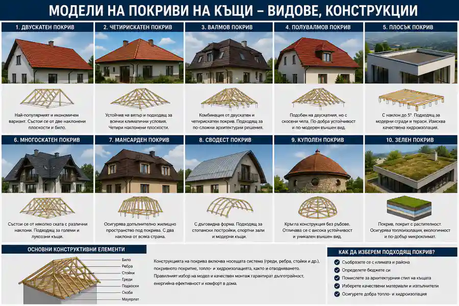 Модели на покриви на къщи – видове, конструкции и идеи UslugiBG Модели на покриви на къщи – видове, конструкции и идеи